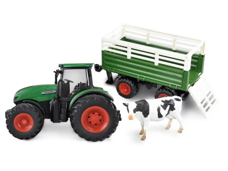 Amewi Traktor mit Viehtransporter, Grün 1:24, RTR Amewi Traktor mit Viehtransporter, Grün 1:24, RTR