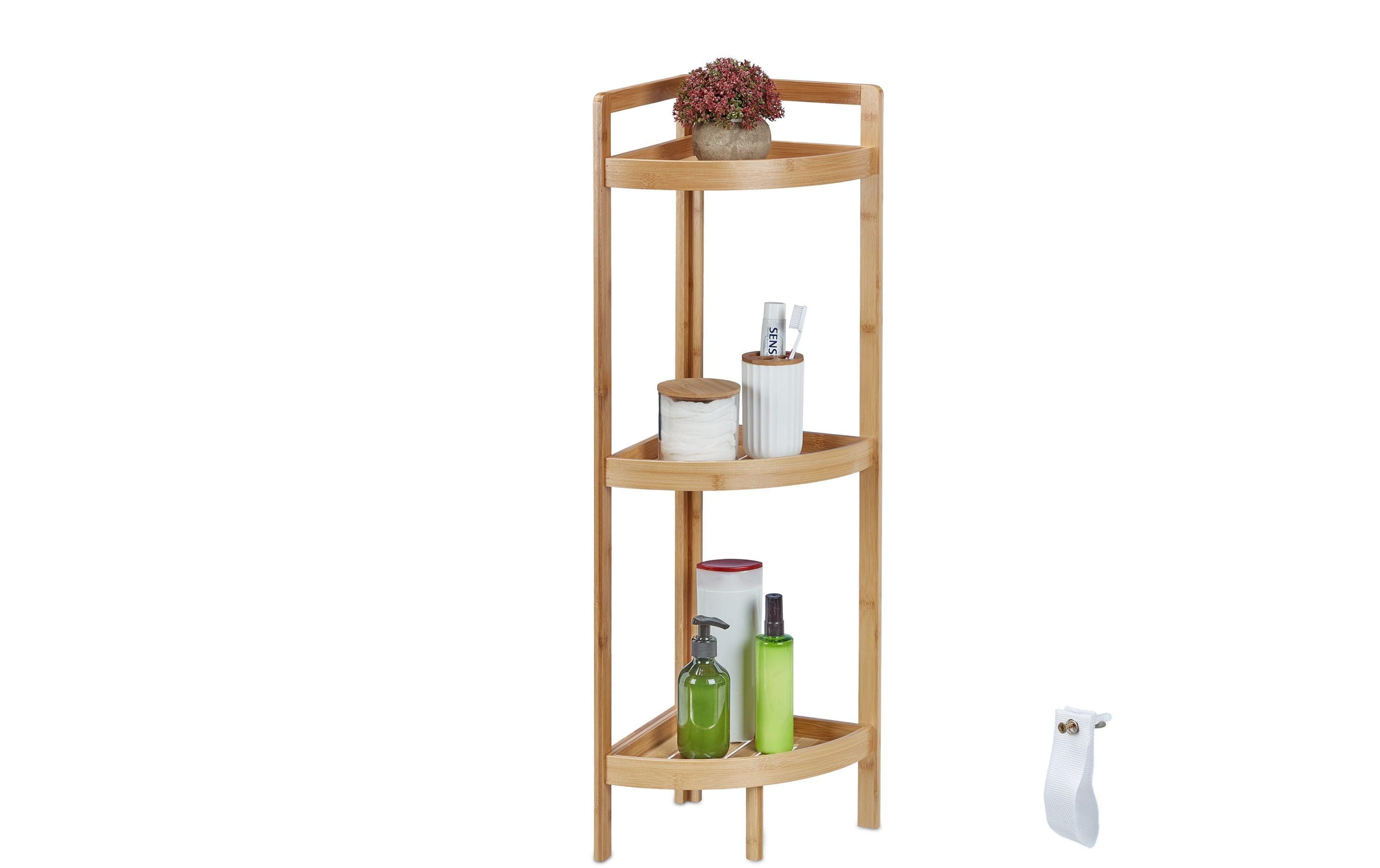 relaxdays Badezimmerregal mit 3 Ablagen 90 x 36.5 x 26 cm, Nature relaxdays Badezimmerregal mit 3 Ablagen 90 x 36.5 x 26 cm, Nature