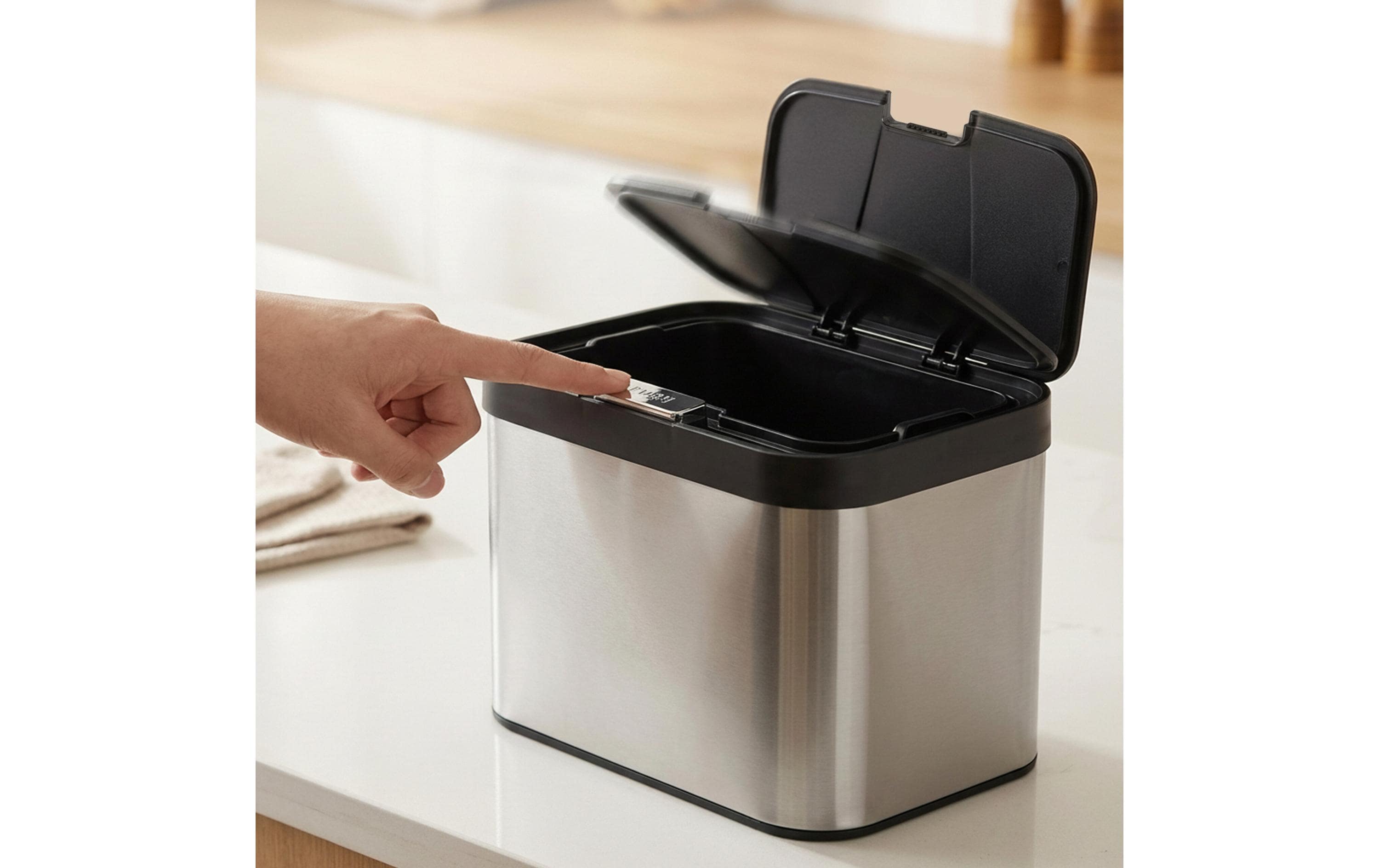relaxdays Biomüllsammler 4.5 l, Schwarz/Silber