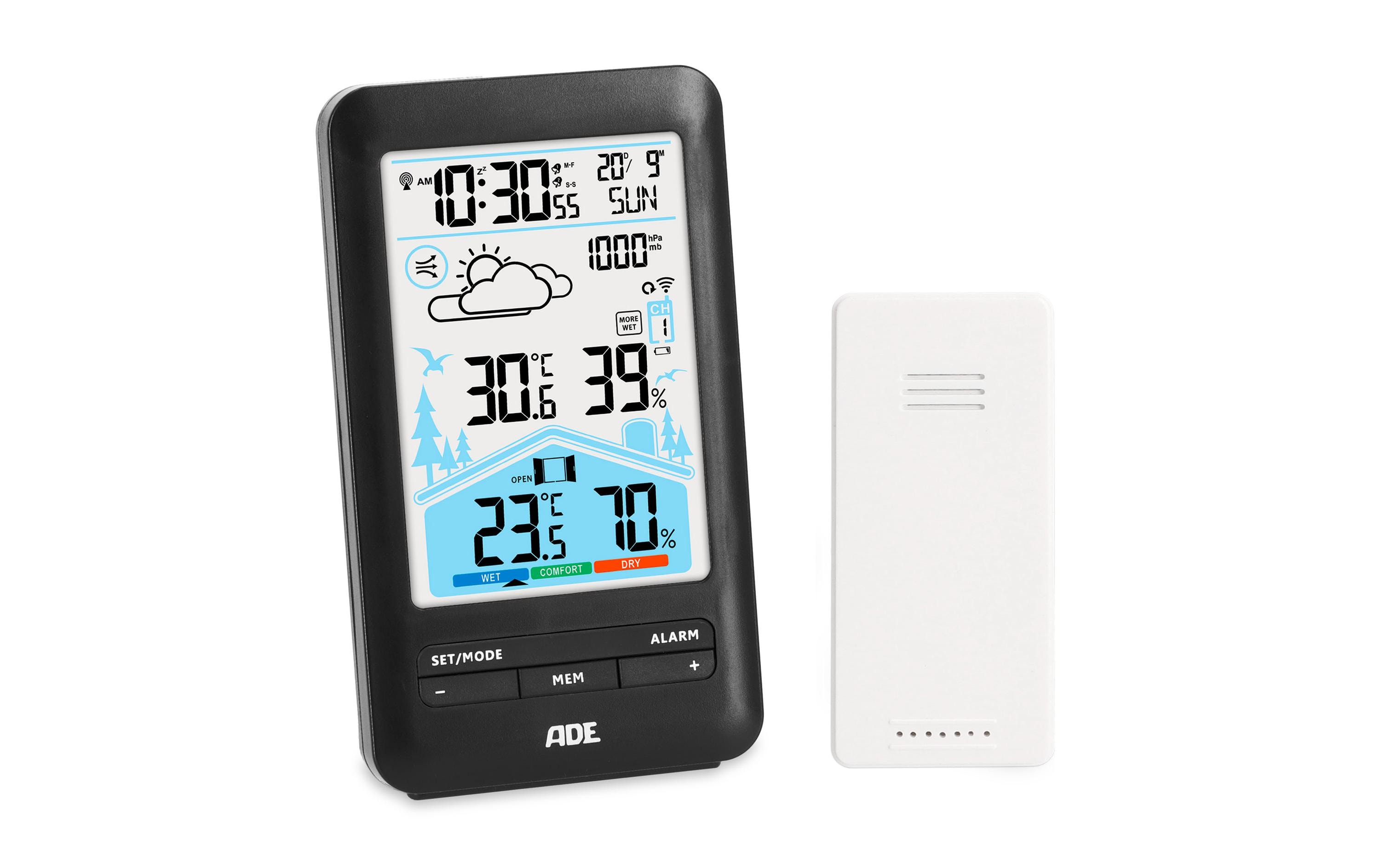 ADE Wetterstation mit Funk-Aussensensor mit DCF-Funkuhr ADE Wetterstation mit Funk-Aussensensor mit DCF-Funkuhr