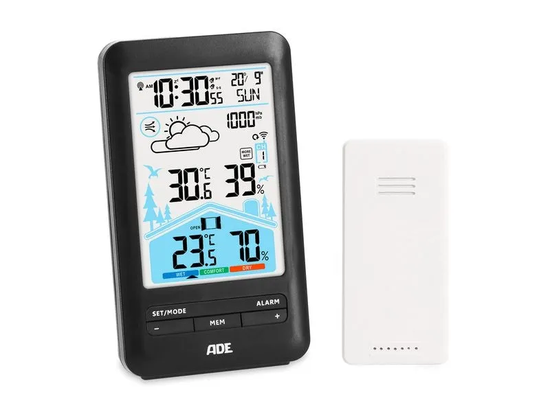 ADE Wetterstation mit Funk-Aussensensor mit DCF-Funkuhr