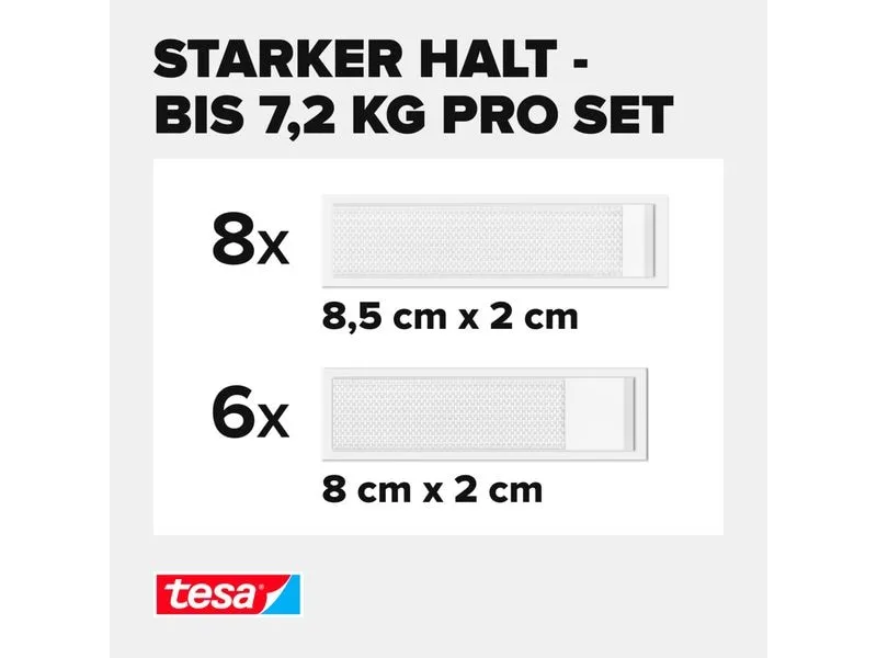 tesa Montagestreifen Powerstrips CLICK 6 Paar M, 8 Paar L