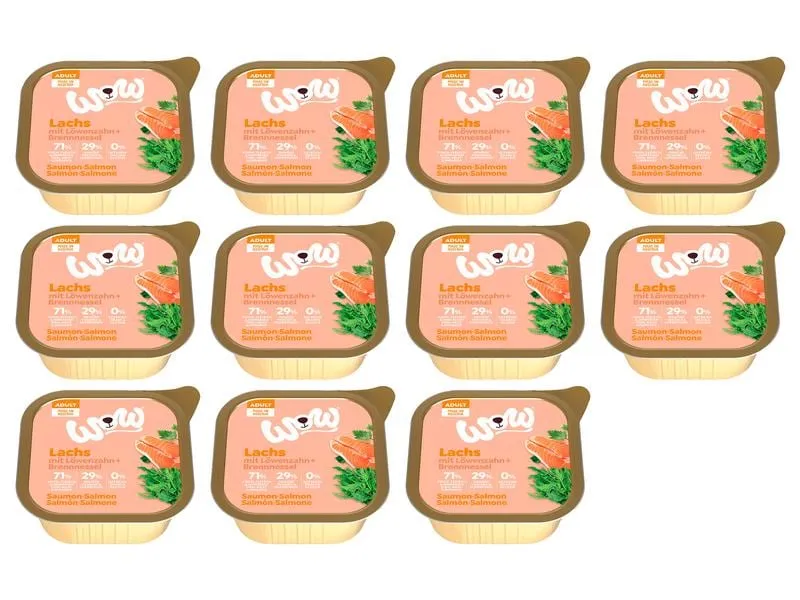 WOW Nassfutter Adult Lachs Schale, 11 x 150 g WOW Nassfutter Adult Lachs Schale, 11 x 150 g