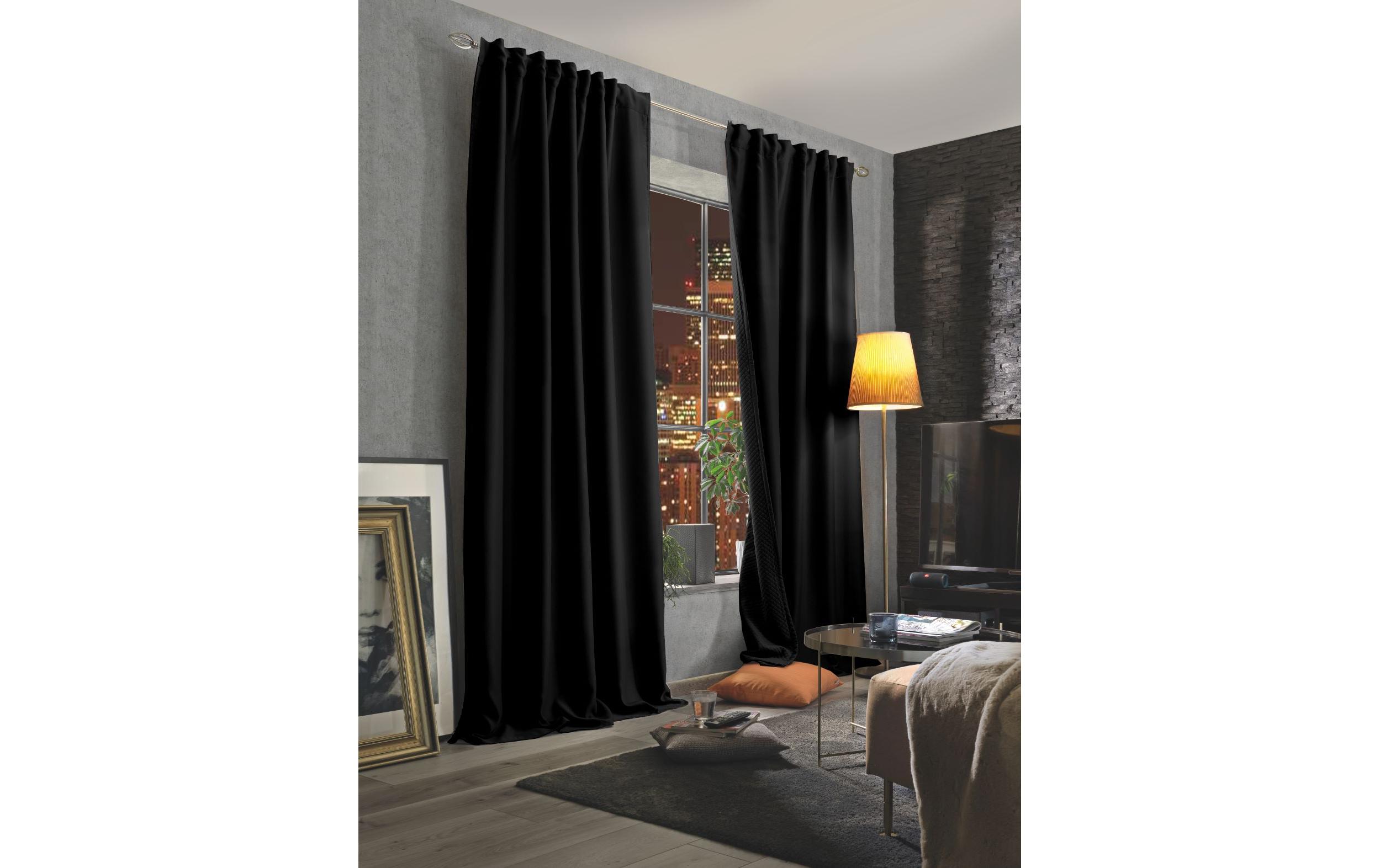 Stotz Decor AG Nachtvorhang mit Faltenband Finley 135 cm x 245 cm, Schwarz