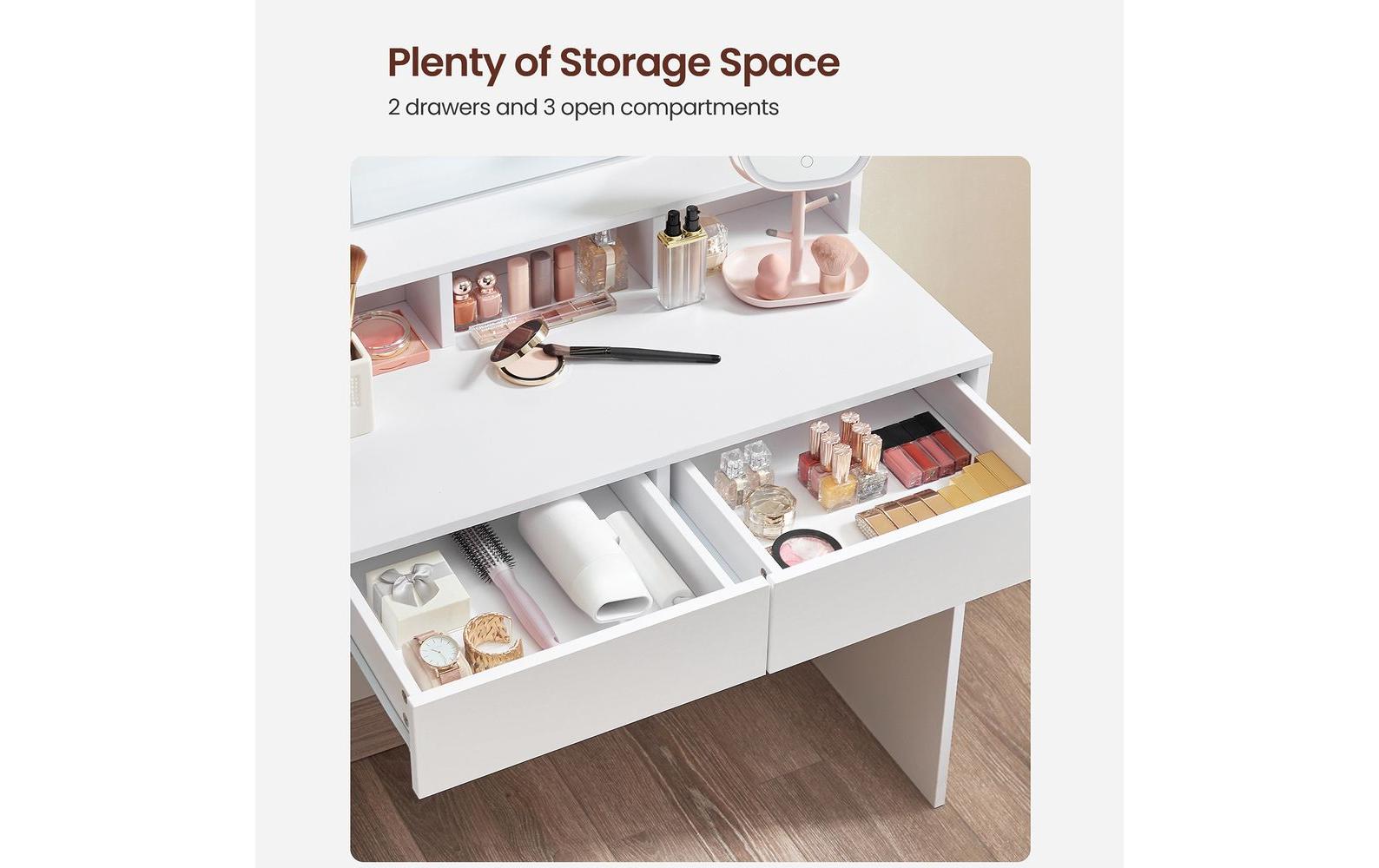 VASAGLE Schminktisch mit Spiegel Weiss