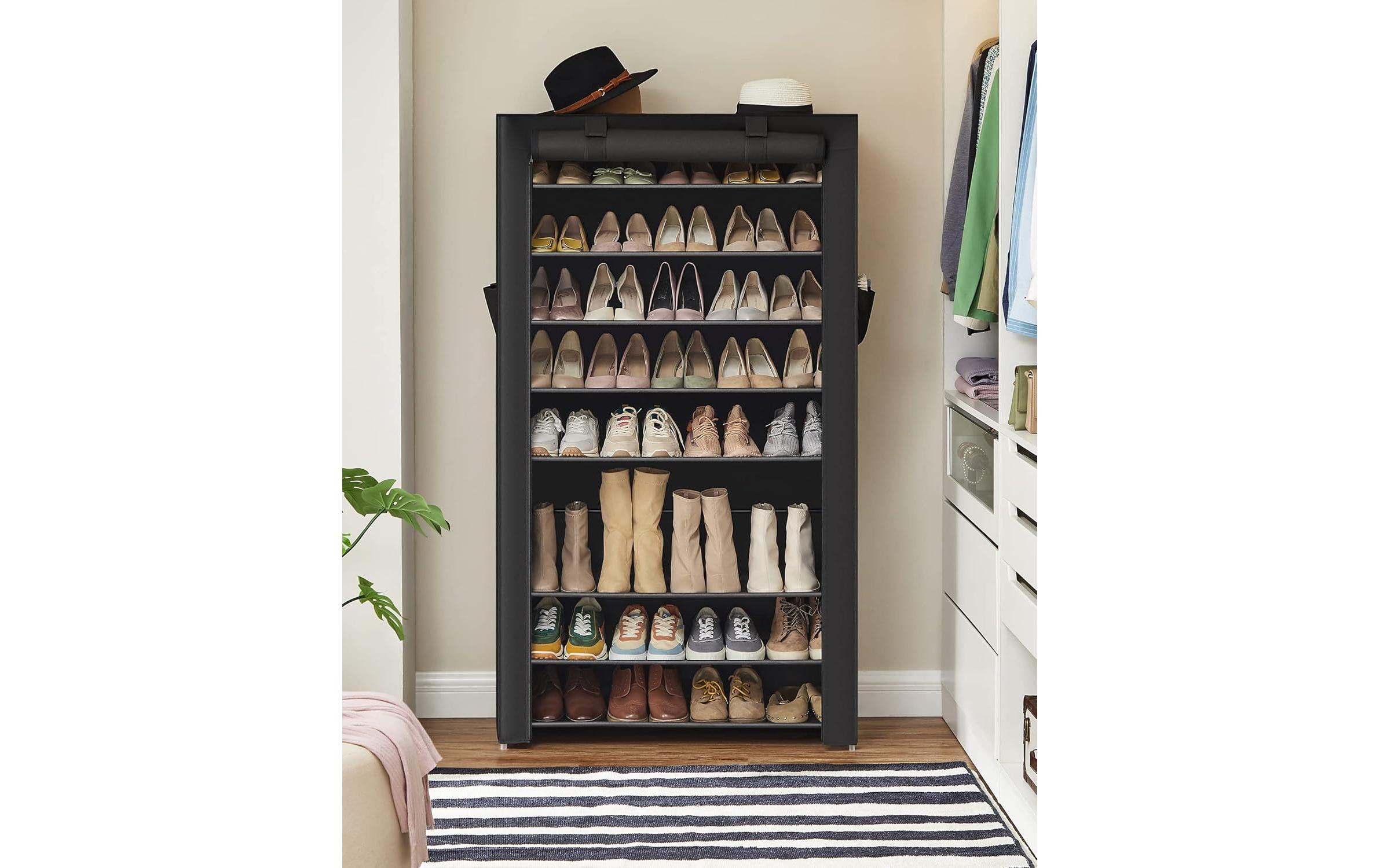 Songmics Schuhregal 85 x 28 x 162 cm, Schwarz