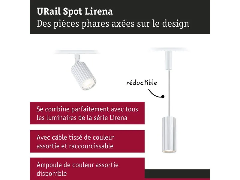 Paulmann URail Schienenspot Lirena GU10 max. 10W 230 V Signalweiss