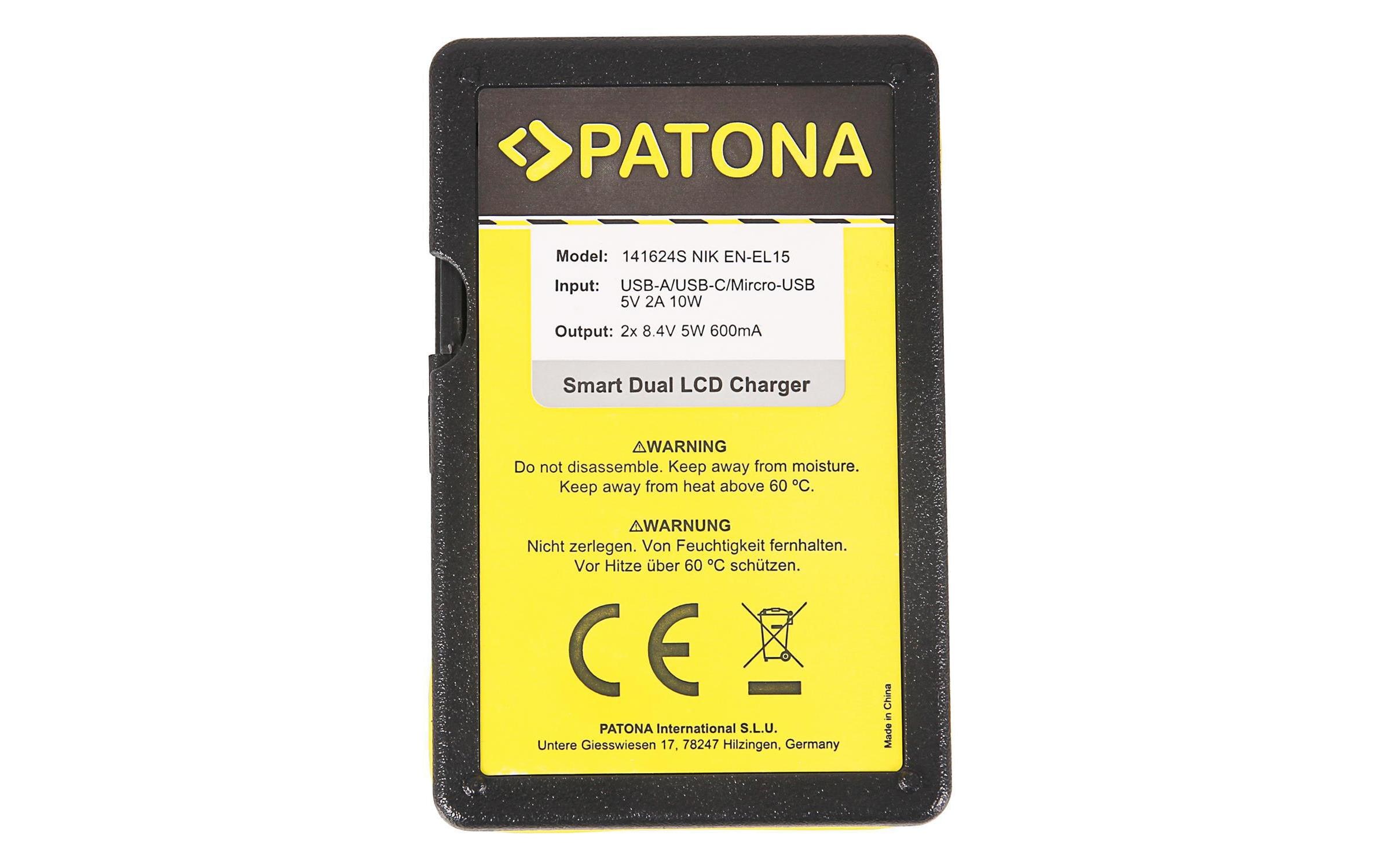 Patona Ladegerät Smart Dual LCD USB Nikon EN-EL15