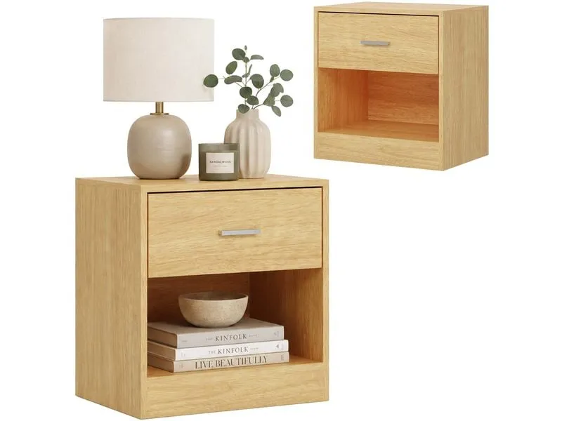relaxdays Nachttisch 39 x 41 cm, Braun , 2er Set