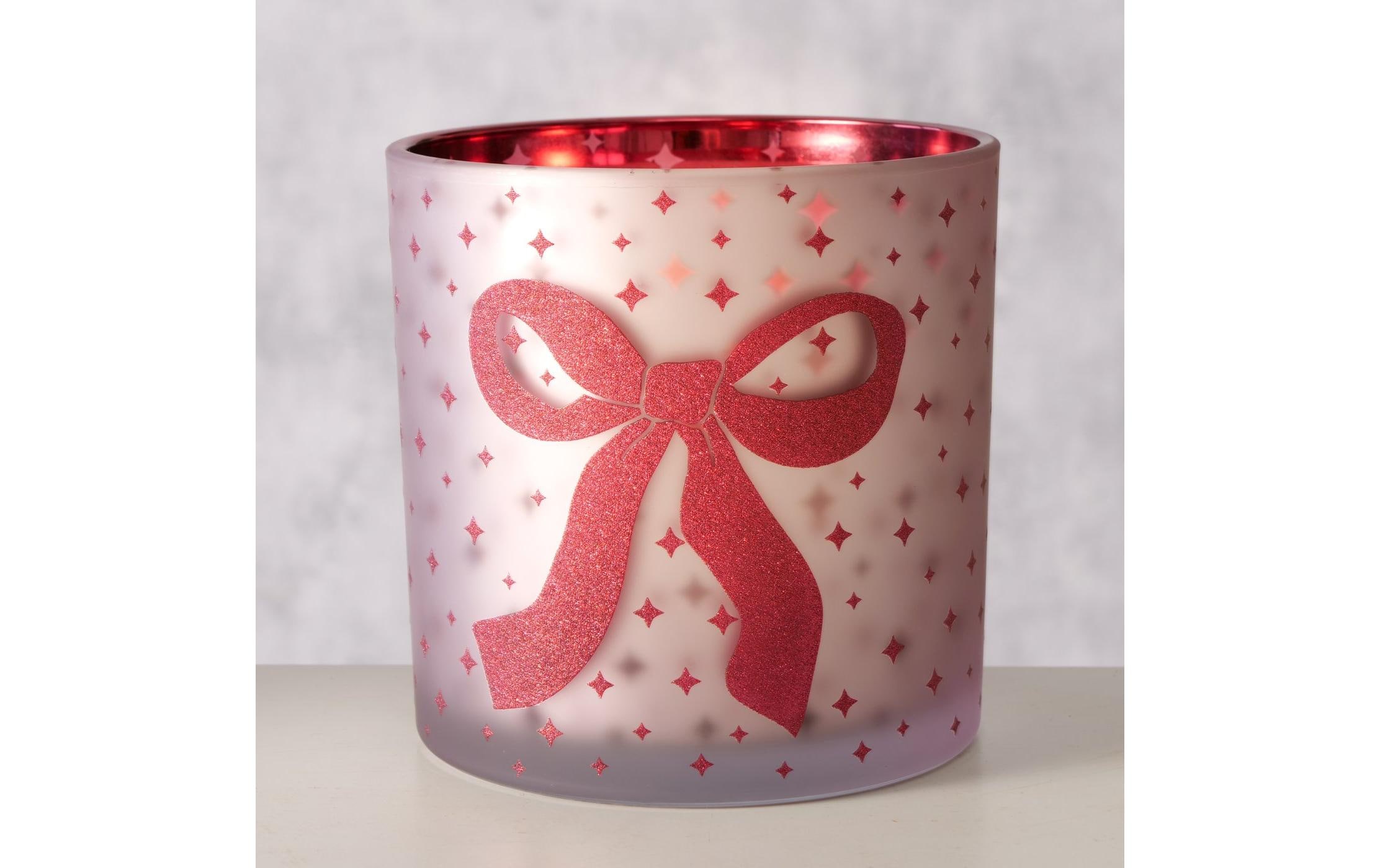 Boltze Weihnachtswindlicht Boucle Glas, 15 x 15 cm