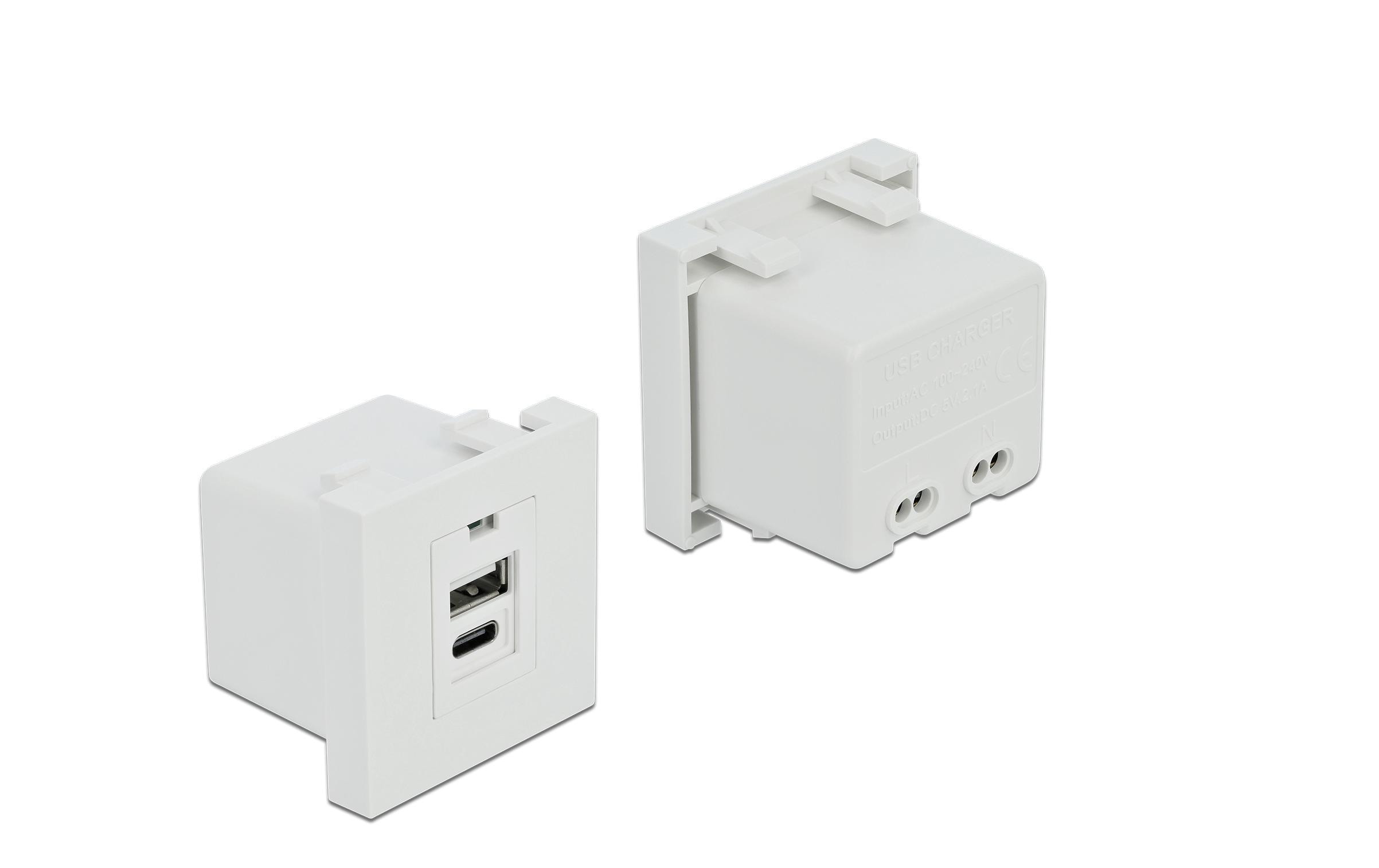 Delock Easy 45 USB Ladeportmodul 1 x USB Typ-A + 1 x USB Type-C Delock Easy 45 USB Ladeportmodul 1 x USB Typ-A + 1 x USB Type-C