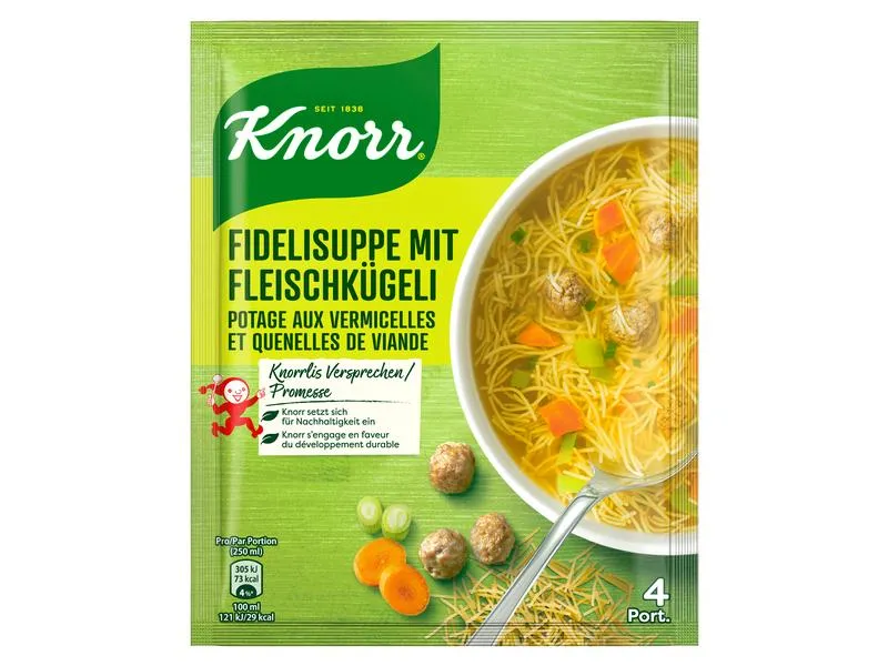 Knorr Fidelisuppe mit Fleischkügeli 4 Portionen Knorr Fidelisuppe mit Fleischkügeli 4 Portionen