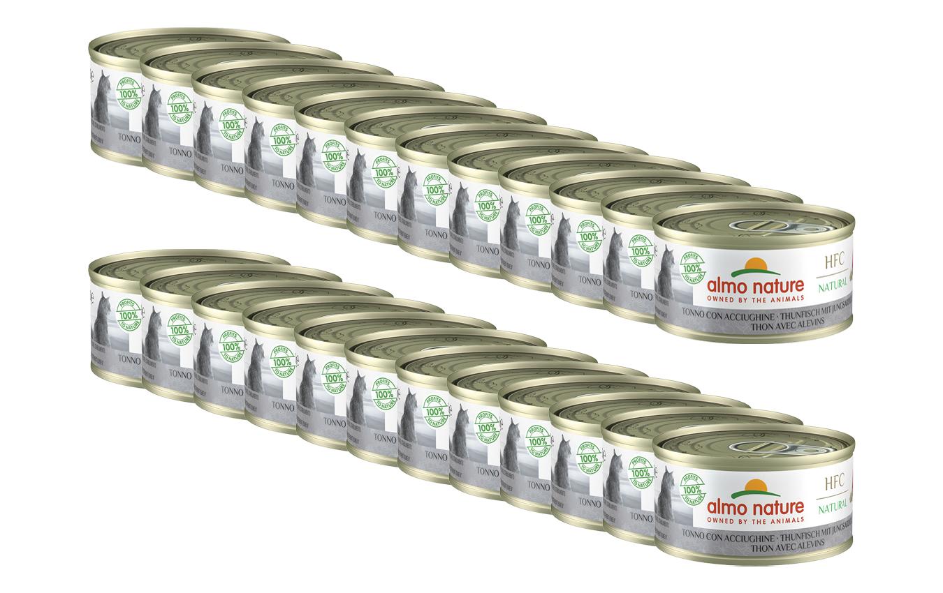 Almo Nature Nassfutter HFC Natural Thunfisch mit Jungsardellen, 24x70 g