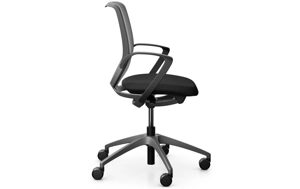 Giroflex Bürostuhl 313 mit Netzrücken und Armlehnen, Grau