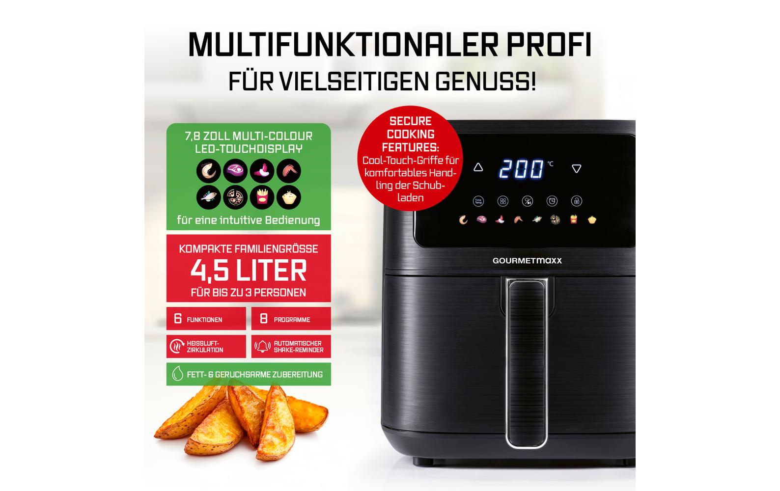 GOURMETmaxx Heissluft-Fritteuse AirGenius S 4.5 l