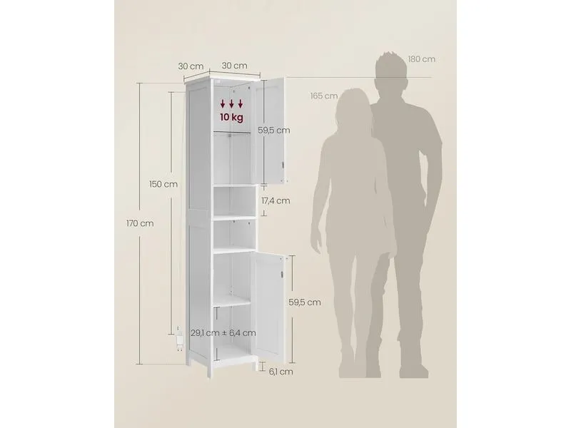 VASAGLE Badezimmerregal 30 x 170 cm, Weiss VASAGLE Badezimmerregal 30 x 170 cm, Weiss