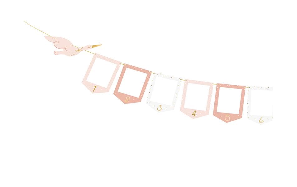 Partydeco Girlande Storch Rosa, 10.5 x 15 cm, 3 m