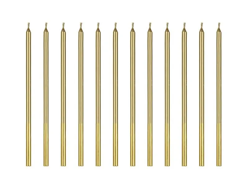 Partydeco Kerze Gold, 14 cm, 12 Stück
