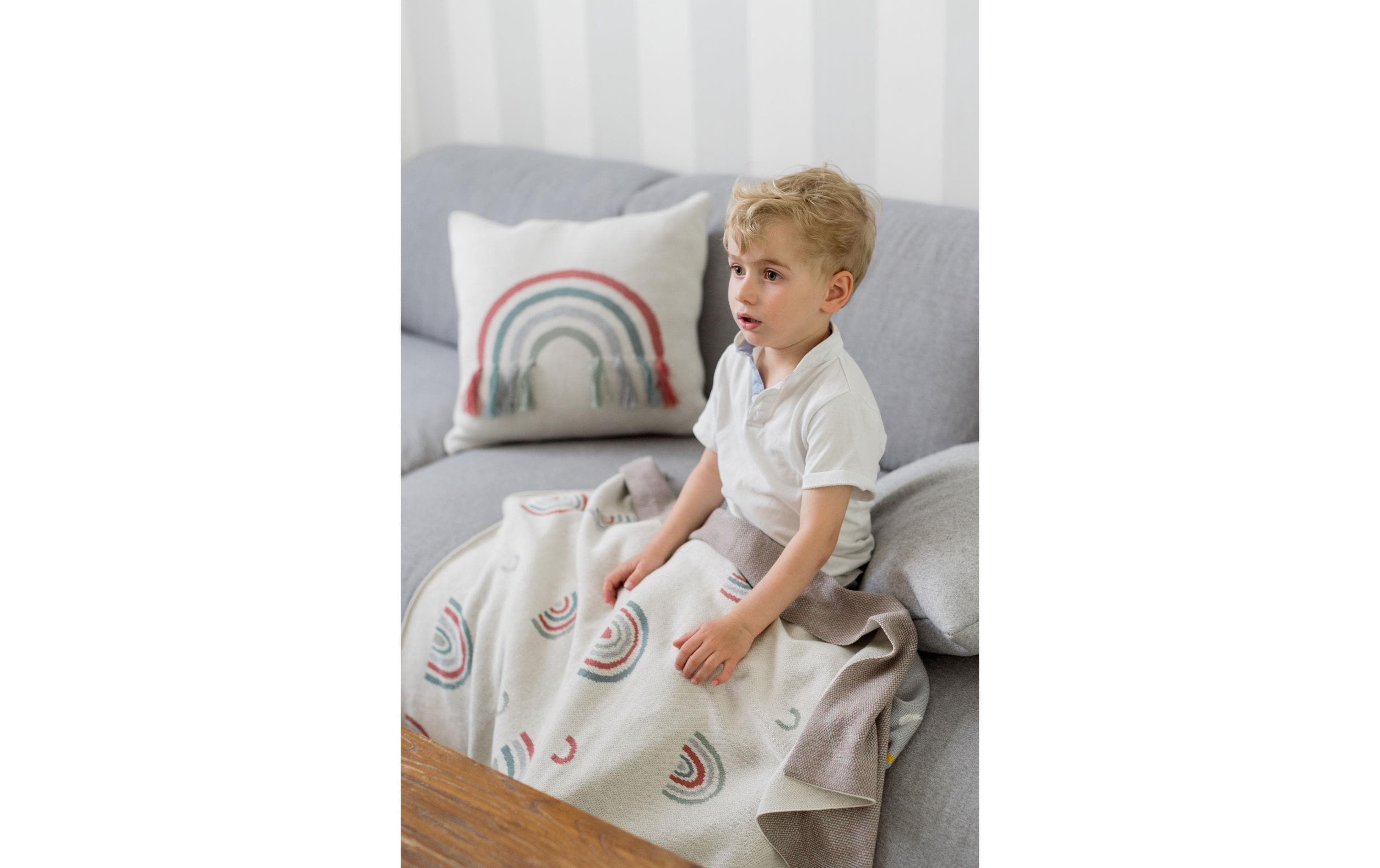 Kindsgut Kuscheldecke mit Regenbogen 80 x 100 cm