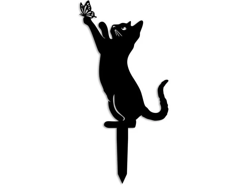 Wallxpert Gartenstecker Katze mit Schmeterling 49 x 24 cm Wallxpert Gartenstecker Katze mit Schmeterling 49 x 24 cm