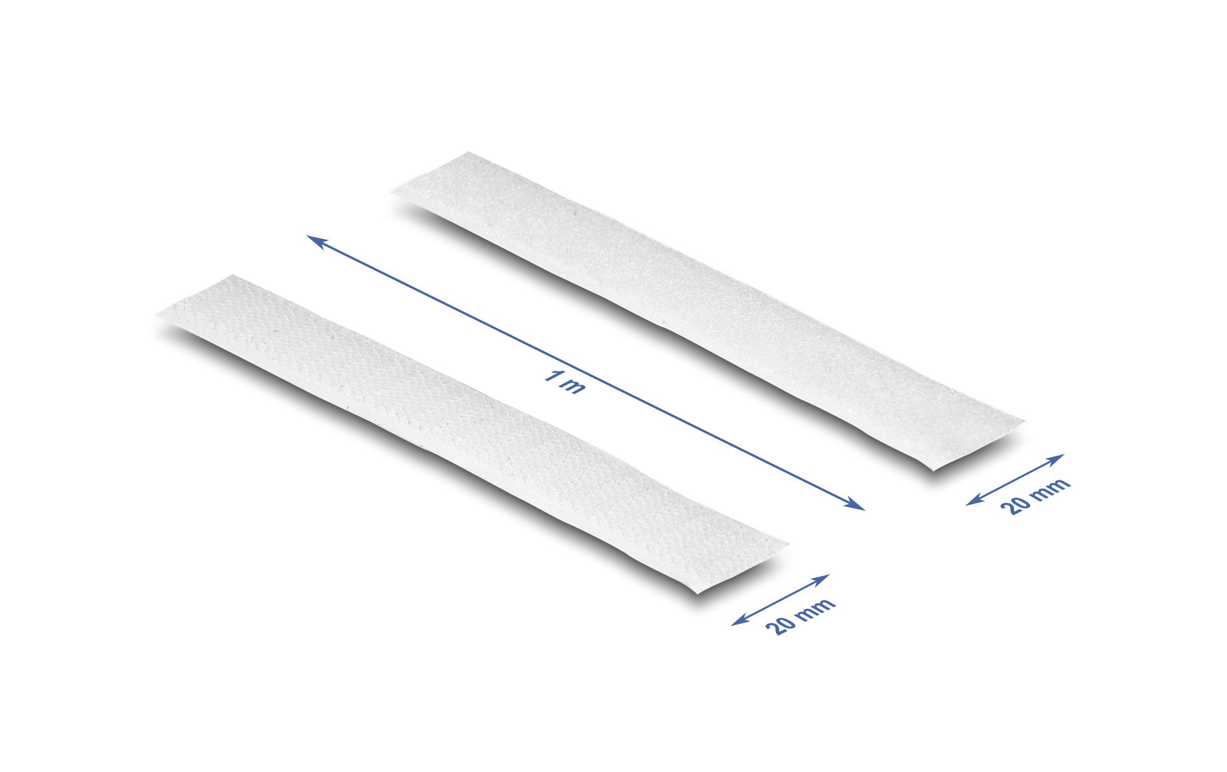Delock Klettband 1 m x 20 mm mit Haft- und Flauschband Weiss