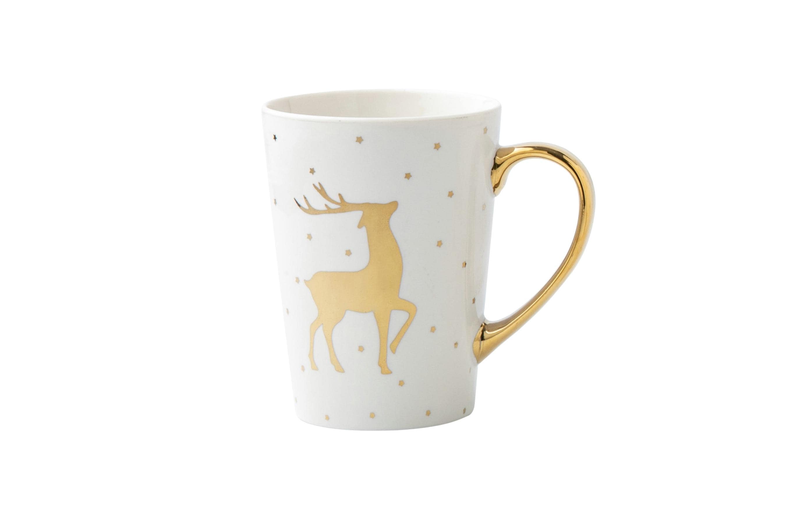 Dameco Tasse Hirsch und Tanne 430 ml, 2 Stück, Weiss/Gold