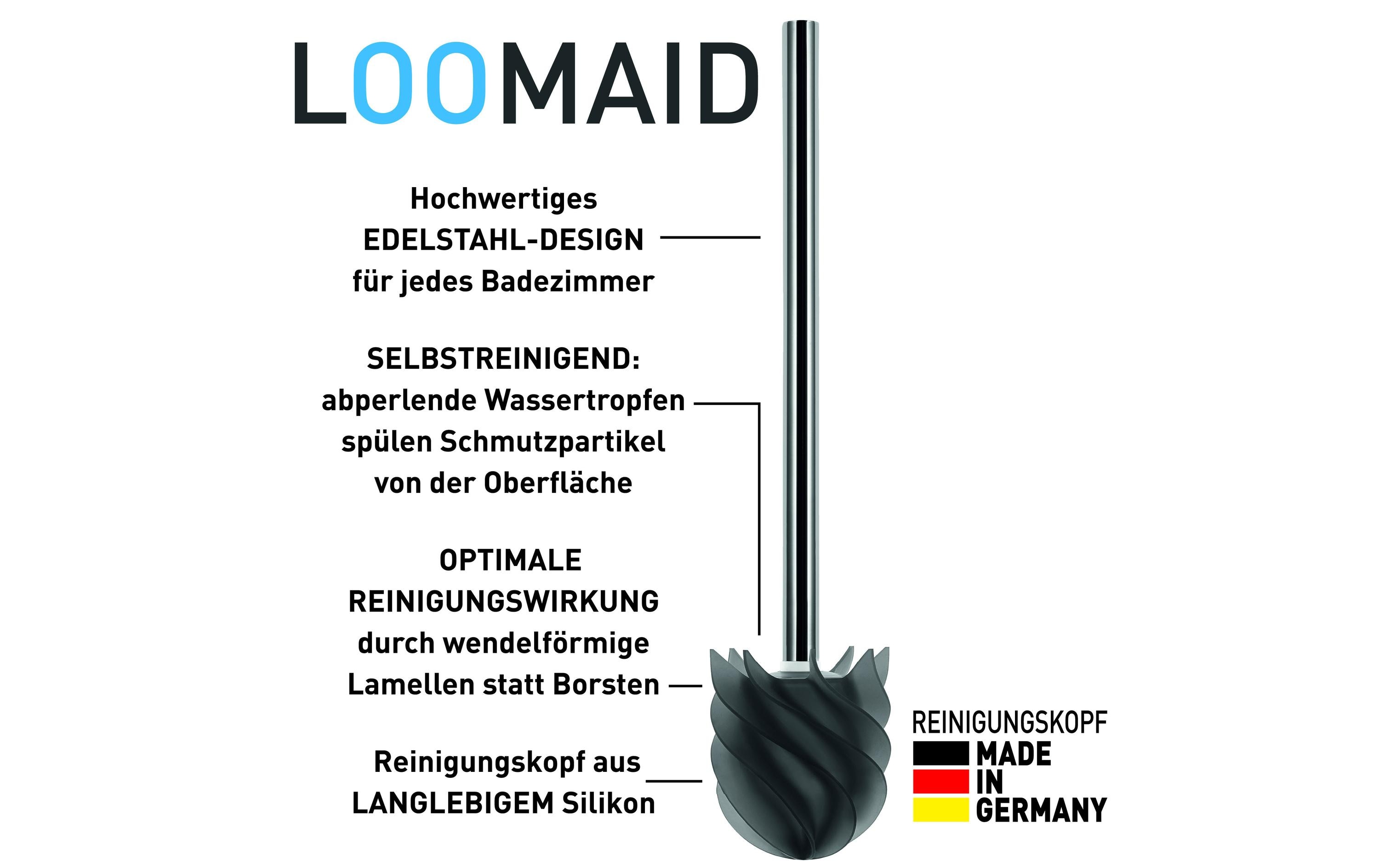 Loomaid Toilettenbürste LOOMAID aus Silikon, Grau, schmutzabweisend