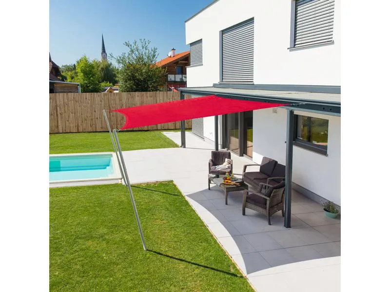 Windhager Sonnensegel Cannes, 5 x 5 m, Eckig, Rot Windhager Sonnensegel Cannes, 5 x 5 m, Eckig, Rot