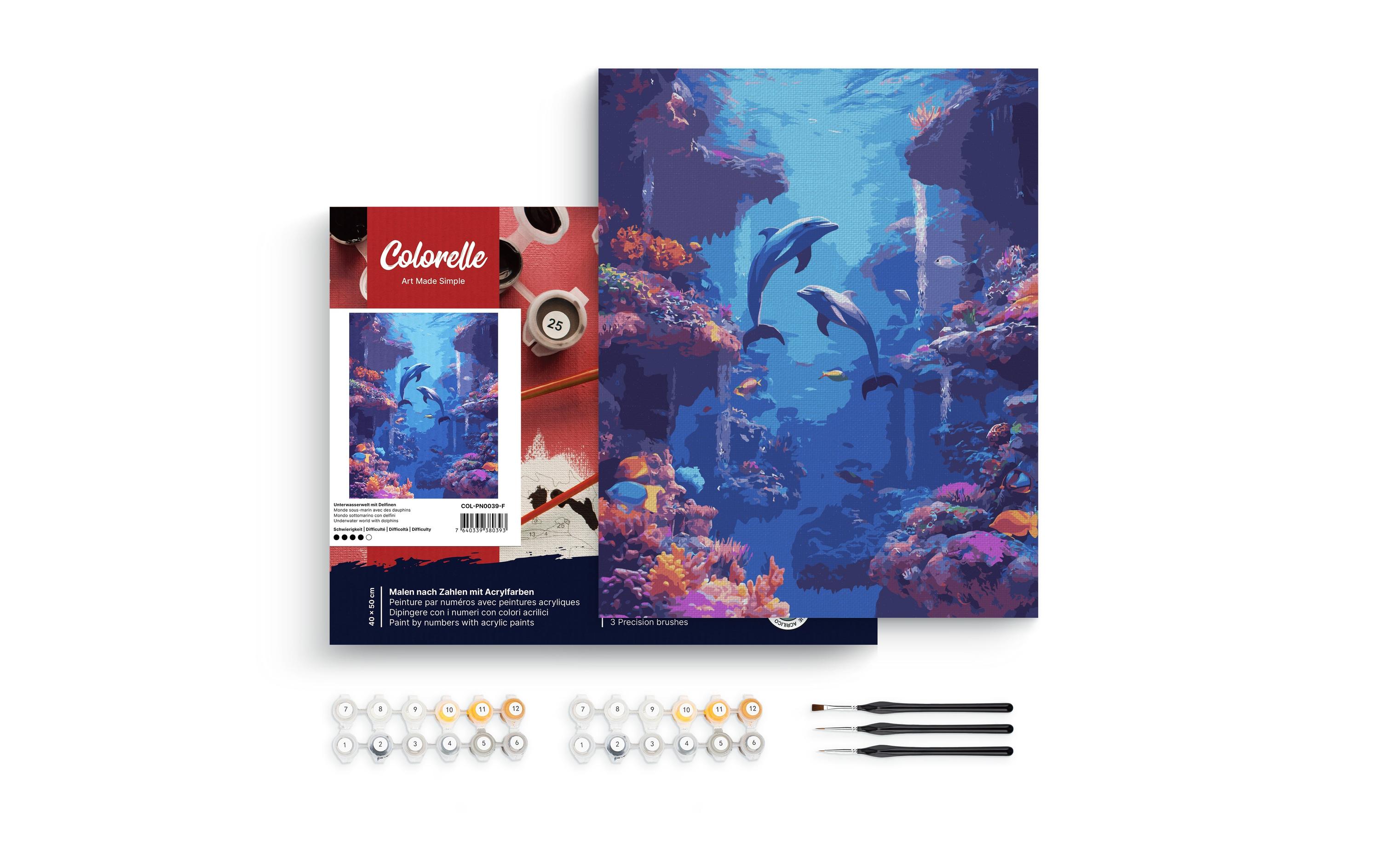 Colorelle Malen nach Zahlen Unterwasserwelt mit Delfinen