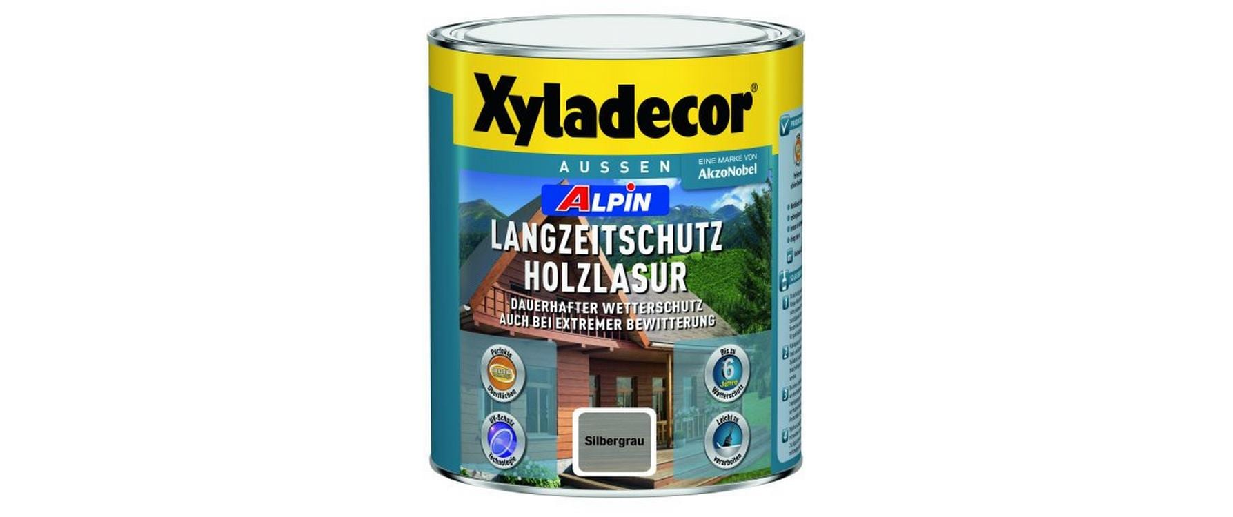 Xyladecor Holzlasur Alpin Langzeitschutz, Silbergrau, 1 L
