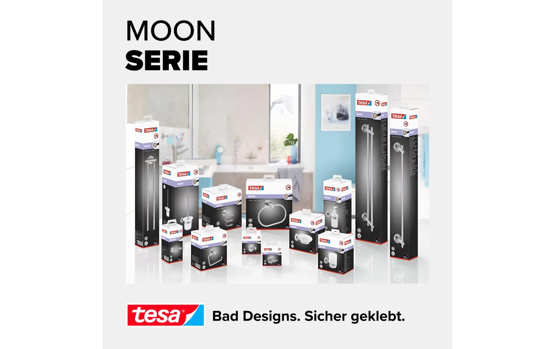 tesa Toilettengarnitur Moon Weiss/Silber