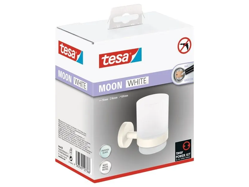 tesa Moon White Zahnputzbecher ohne Bohren, weiss