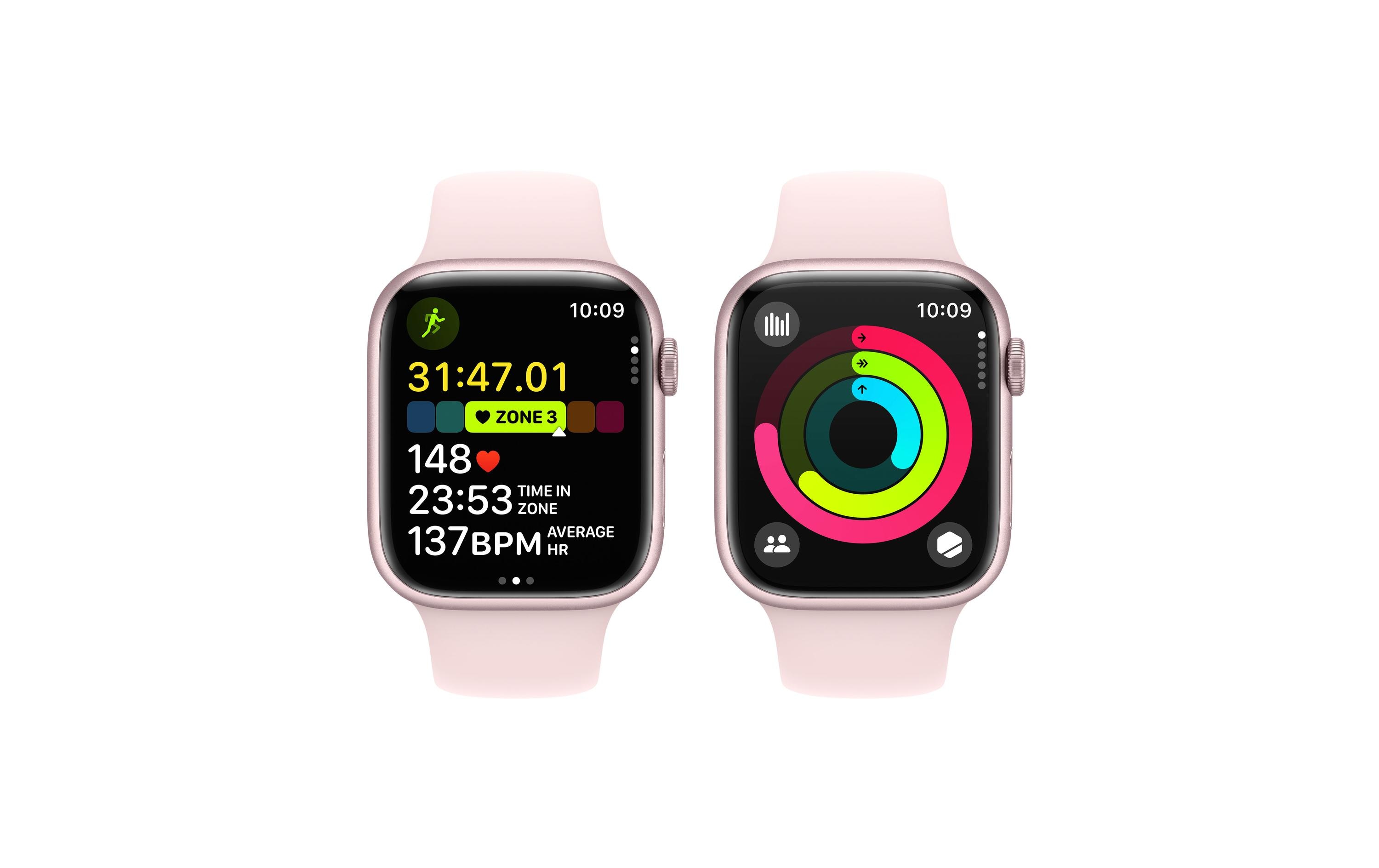Apple Watch Series 9 45 mm Alu Pink Sport Hellrosa M/L