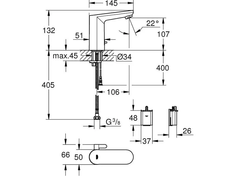 GROHE Waschtisch-Armatur mit Infrarot-Elektronik Get E