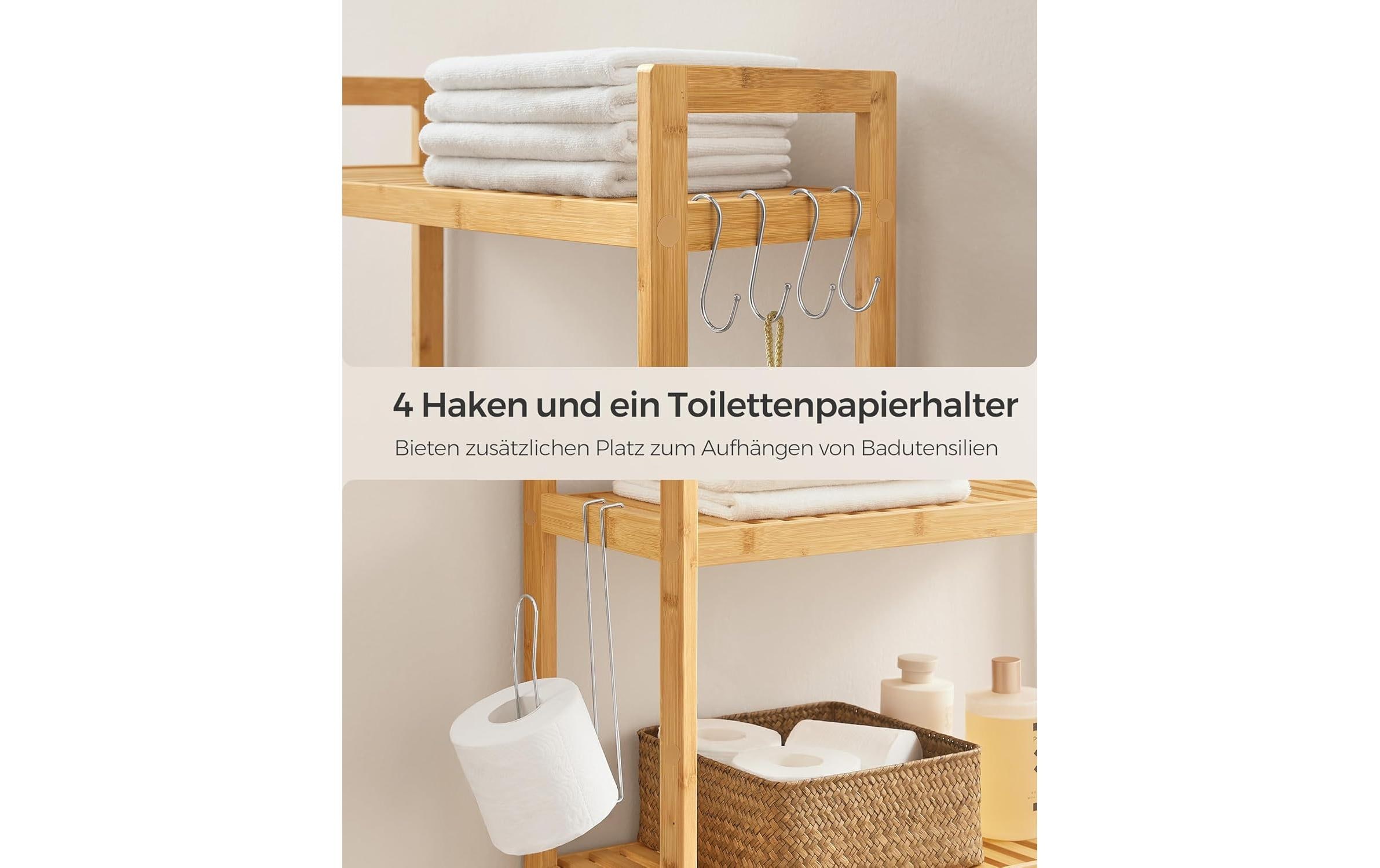 Songmics Badezimmerregal mit 3 Ablagen 63 x 170 cm, Braun