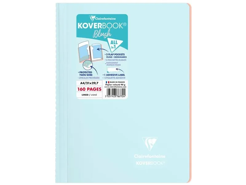 Clairefontaine Notizbuch Blush A4, liniert, Eisblau Clairefontaine Notizbuch Blush A4, liniert, Eisblau
