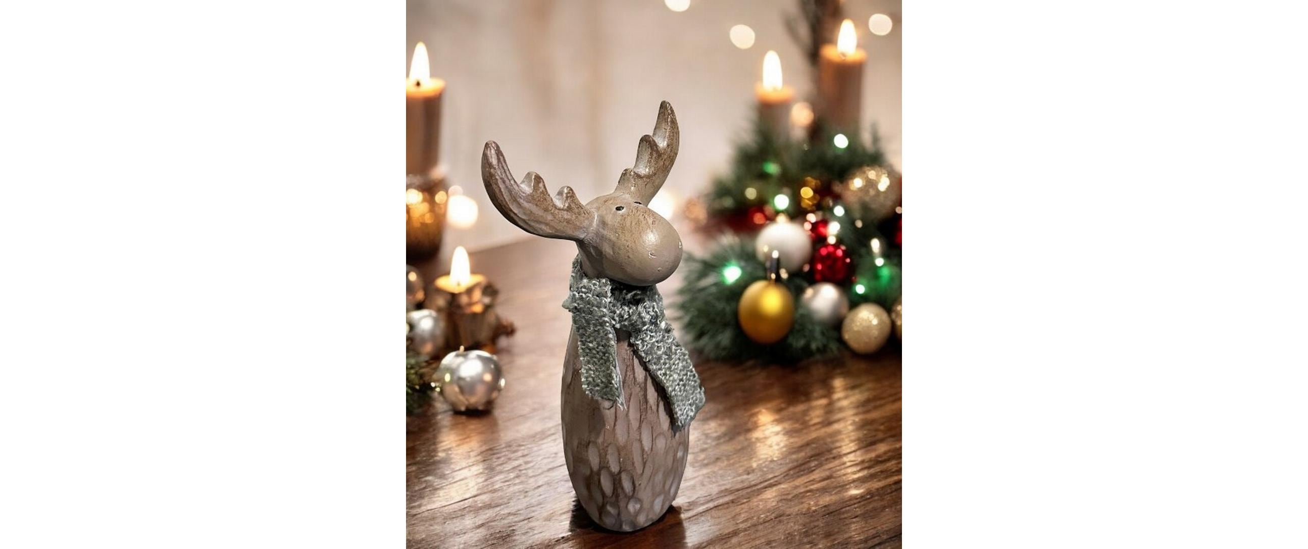 Dameco Weihnachtsfigur Elch mit Schal 19.5 cm, Braun