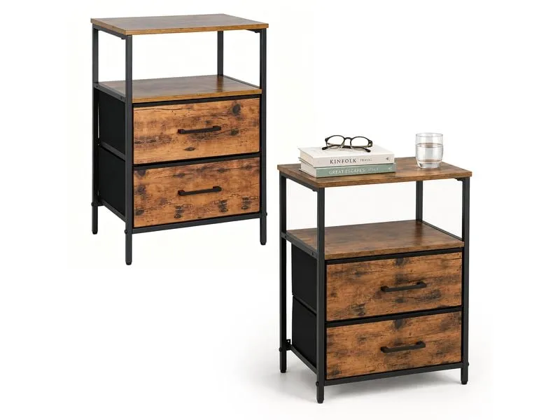 relaxdays Nachttisch 38 x 61 cm, Braun/Schwarz relaxdays Nachttisch 38 x 61 cm, Braun/Schwarz