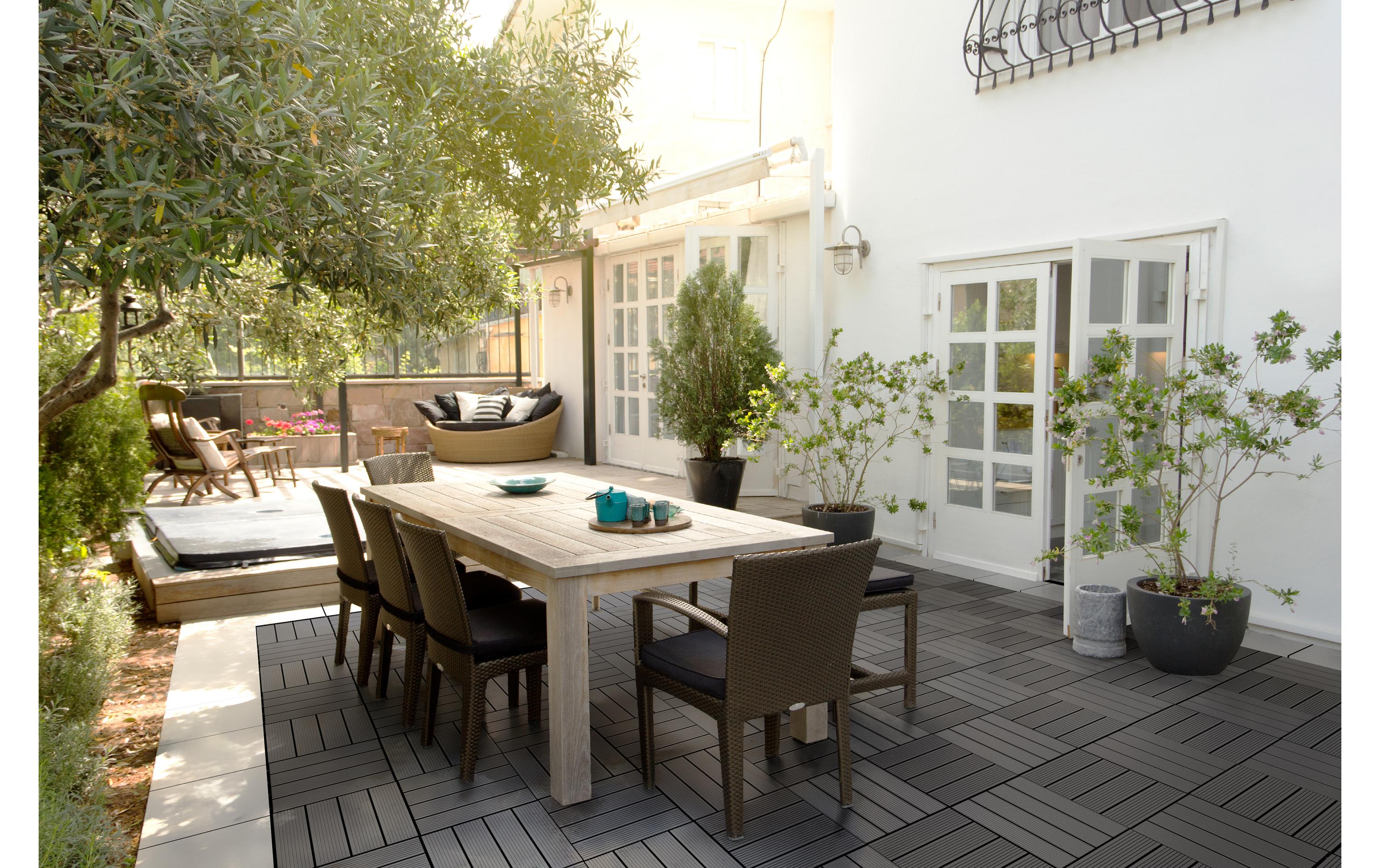 Florco Balkon-& Terrassenplatten WPC anthrazit 30 x 30, 6 Stk.