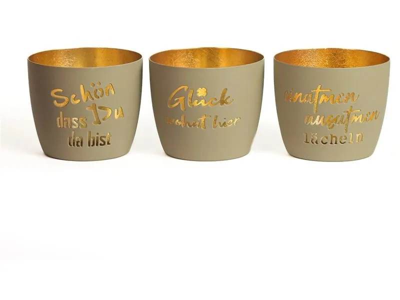 CHALET Windlicht Tauperush 3-er Set, Taupe CHALET Windlicht Tauperush 3-er Set, Taupe