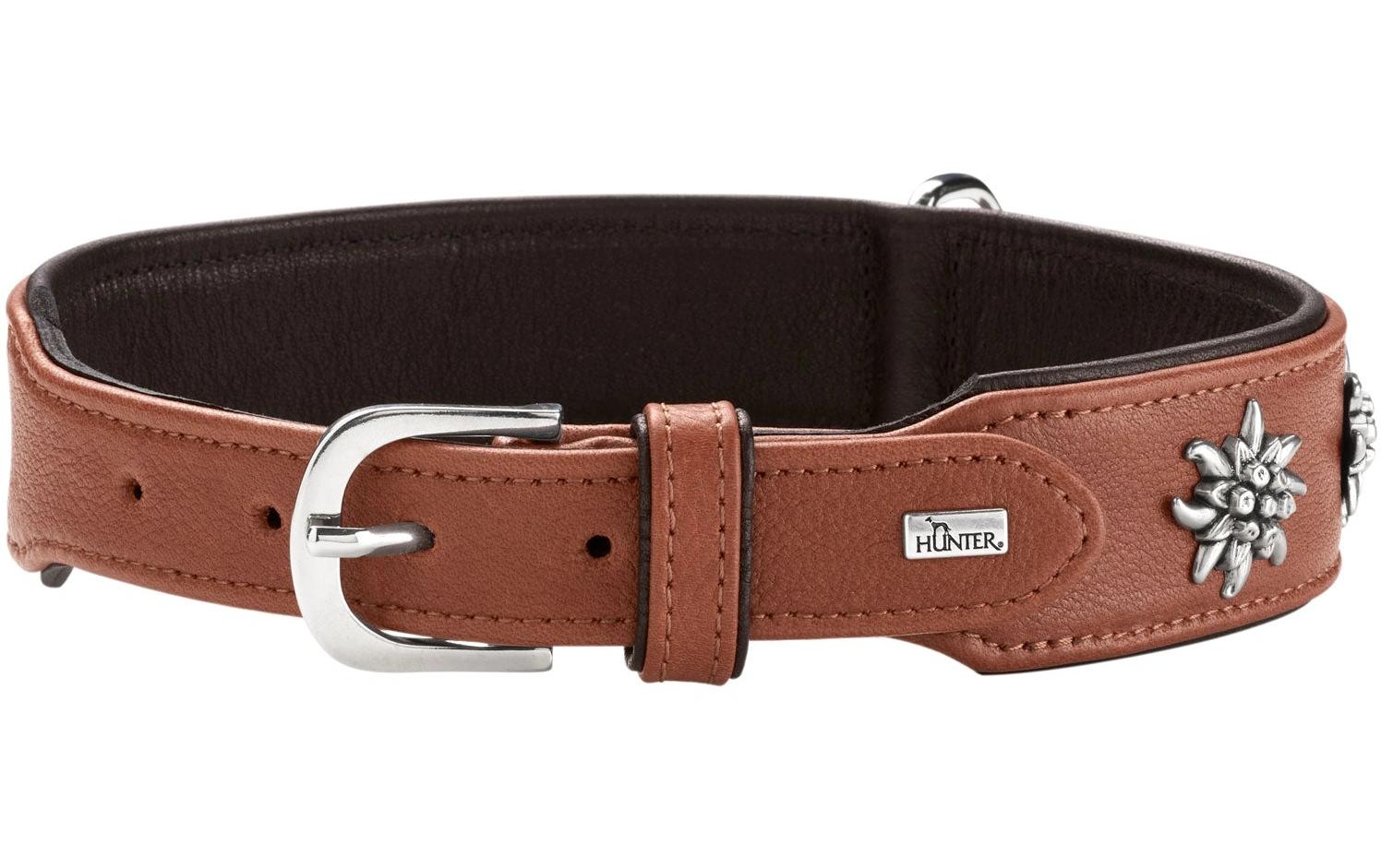 Hunter Halsband München 37/XS-S, Rindsleder, Cognac/Schwarz Hunter Halsband München 37/XS-S, Rindsleder, Cognac/Schwarz