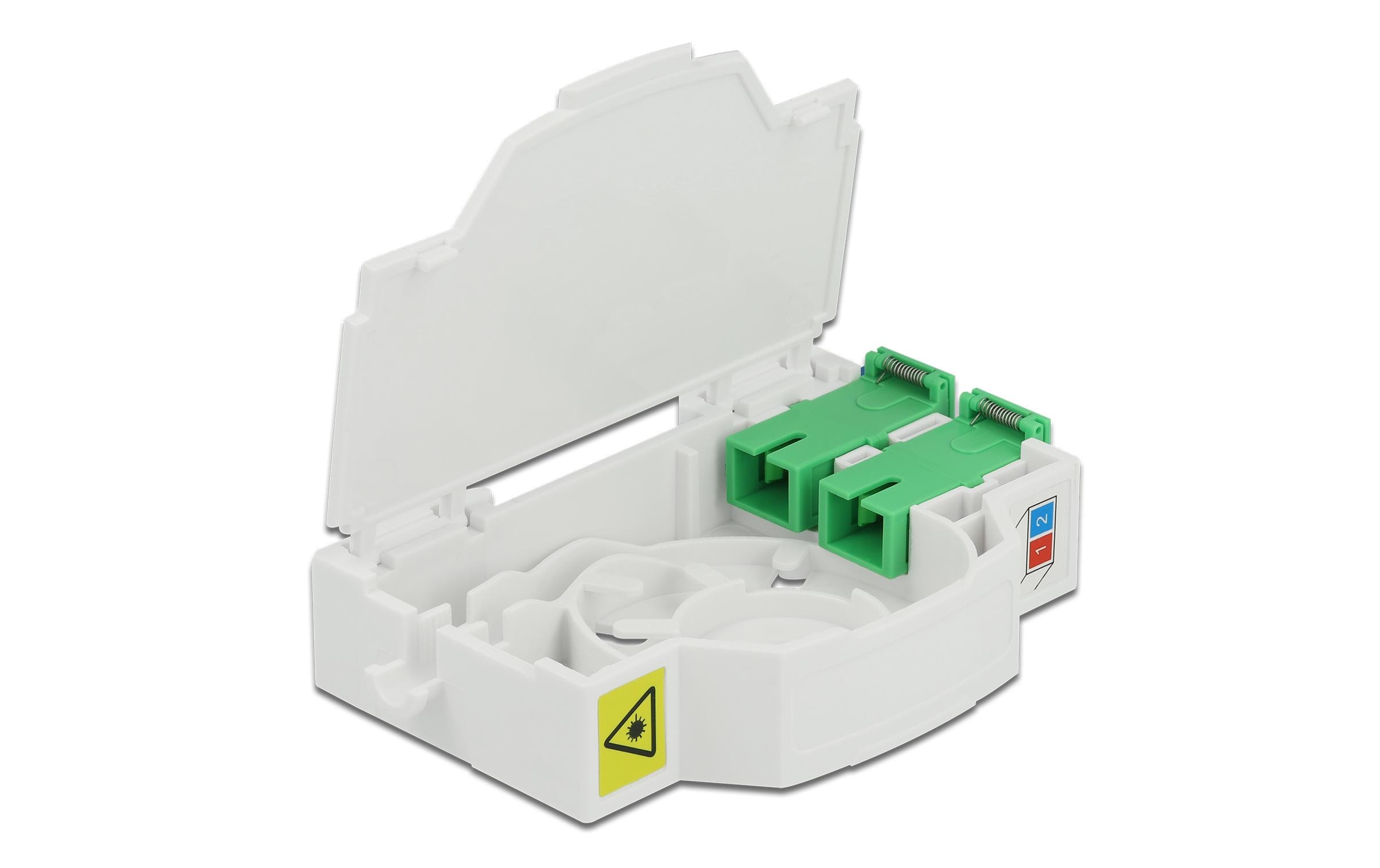 Delock LWL Anschlussdose für Hutschiene 2x SC/LC weiss