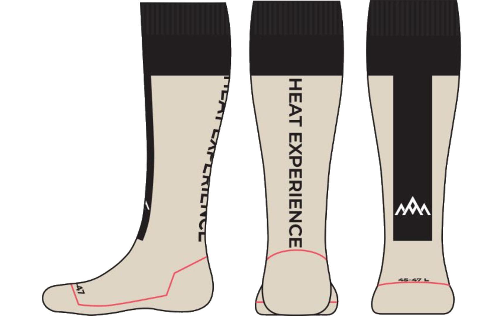 Heat Experience Beheizbare technische Socken mit Batterien Sand/Schwarz M