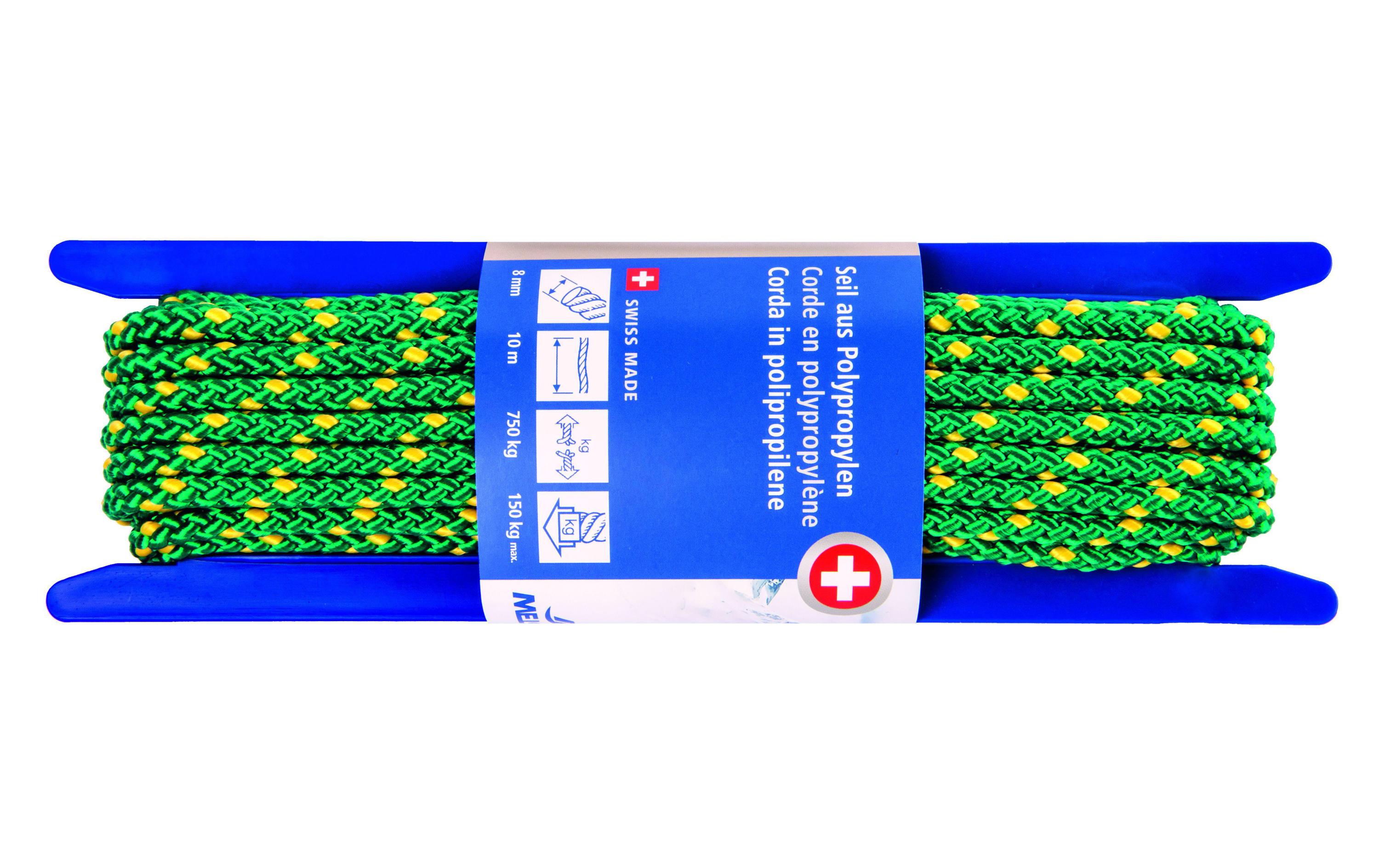 Meister Polypropylenseil Ø 8 mm, 10 m, 750 kg, Grün-Gelb Meister Polypropylenseil Ø 8 mm, 10 m, 750 kg, Grün-Gelb