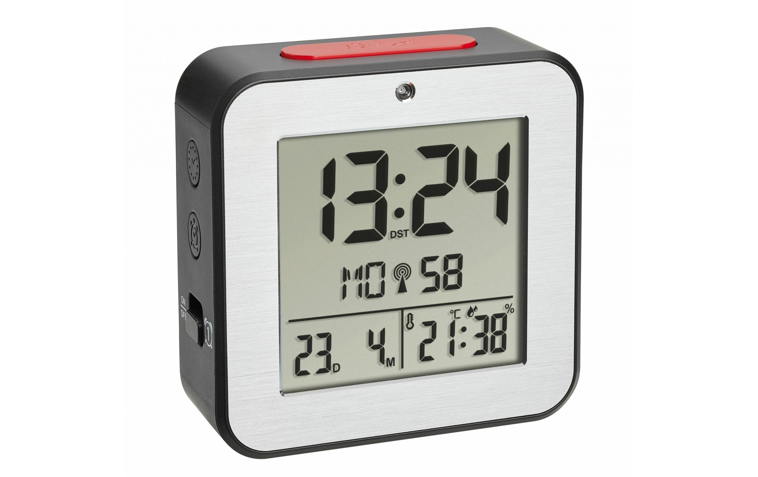 TFA Dostmann Digitalwecker mit Innentemperatur Schwarz/Silber