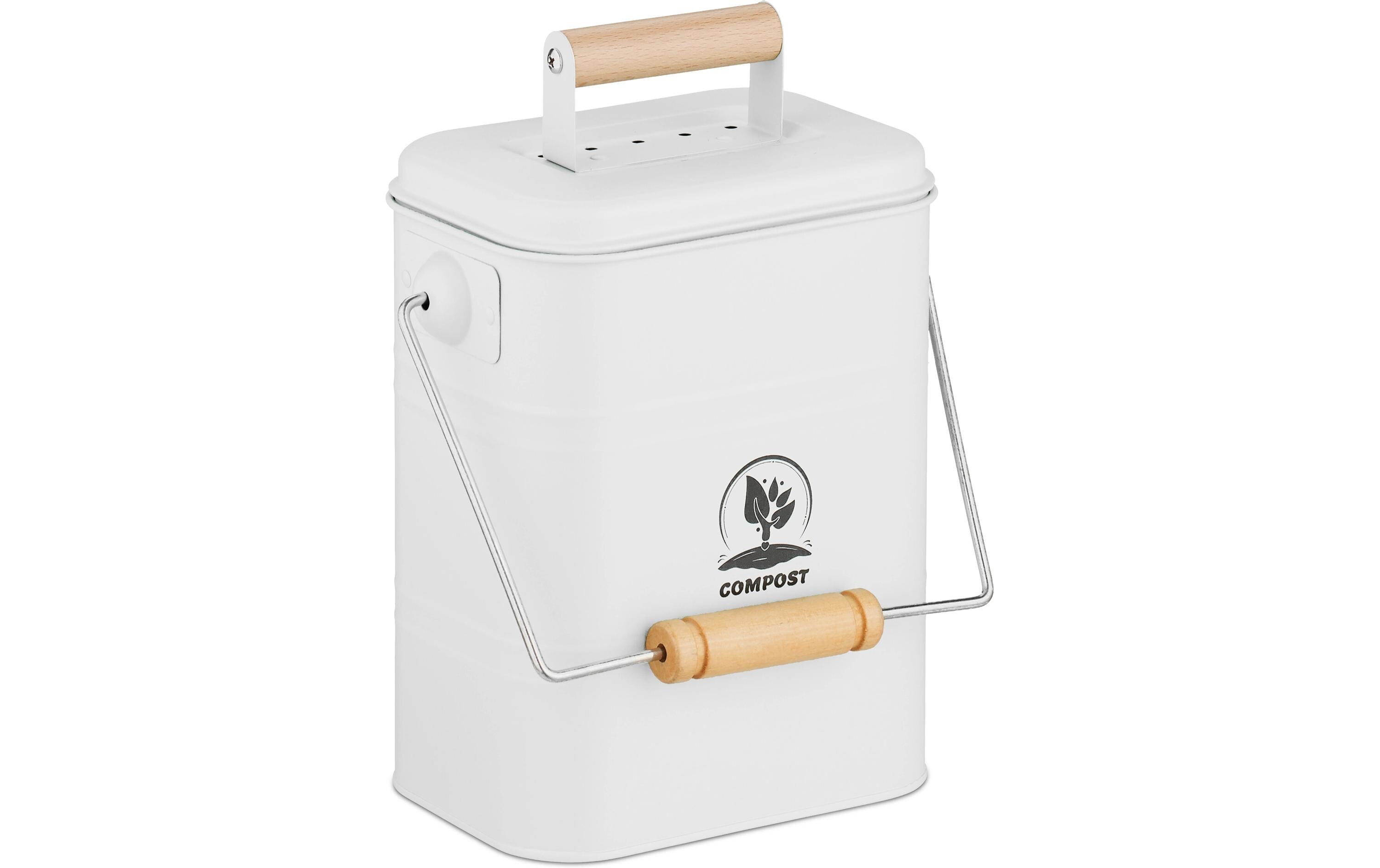 relaxdays Komposteimer 3.5 l, Hellbraun/Weiss