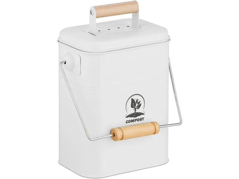 relaxdays Komposteimer 3.5 l, Hellbraun/Weiss