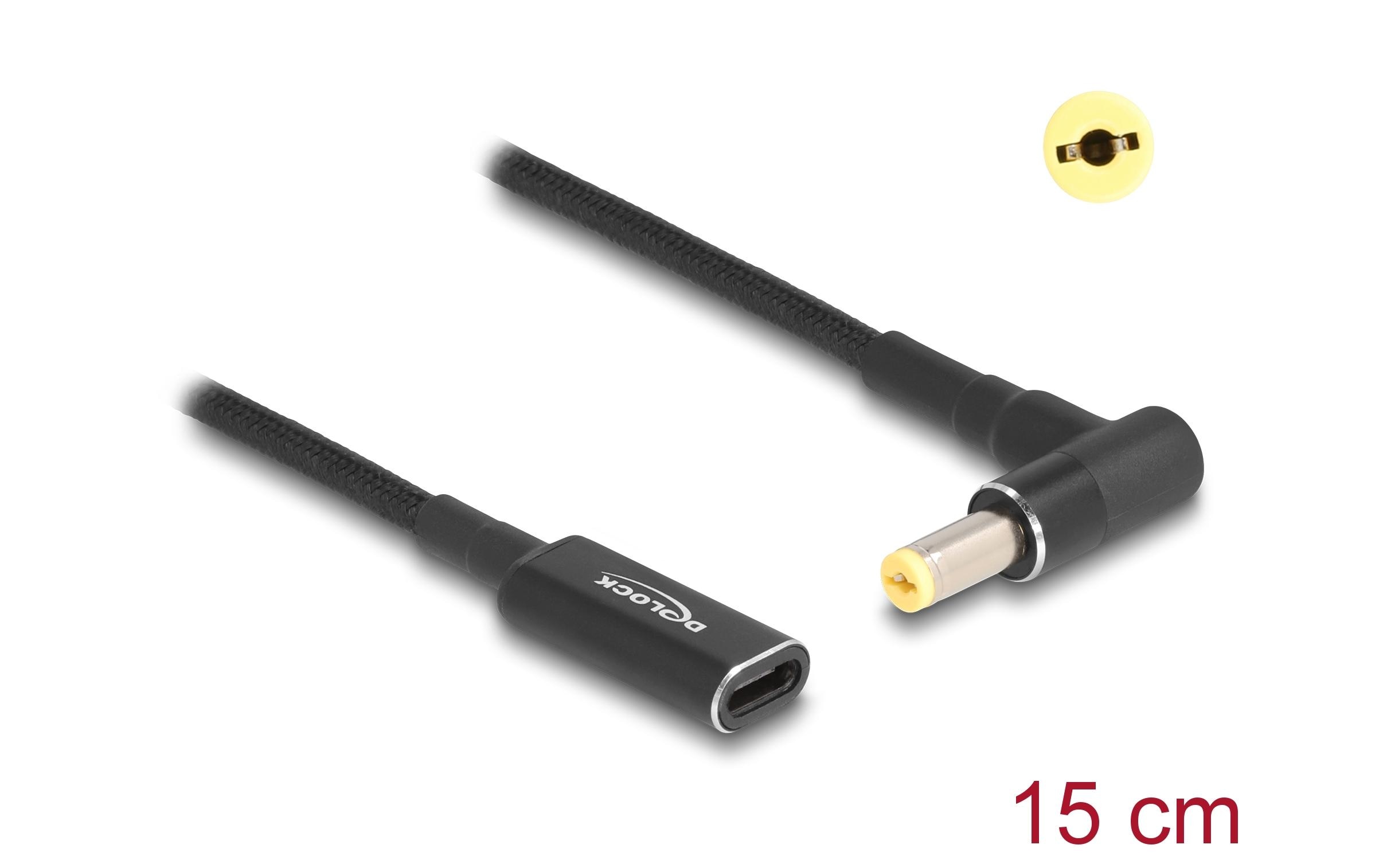 Delock Ladekabel USB-C zu Acer 5.5 x 1.7 mm 90° gewinkelt, 15 cm