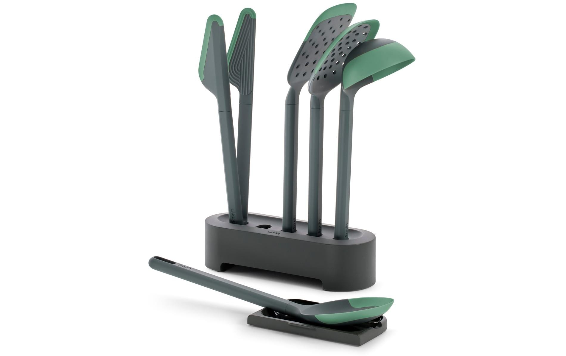 Lékué Küchenutensilien mit Ständer PBT/Silikon, Grün/Schwarz Lékué Küchenutensilien mit Ständer PBT/Silikon, Grün/Schwarz