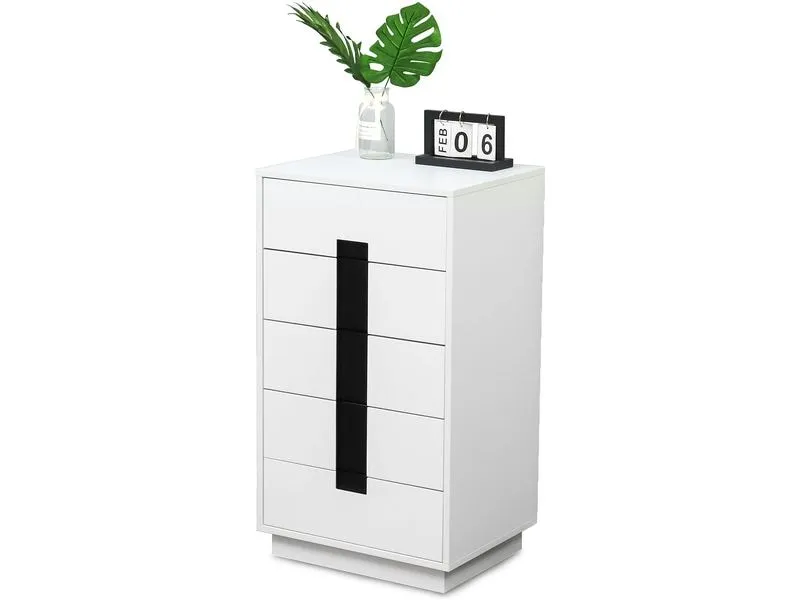 relaxdays Kommode mit 5 Schubladen 88 x 50 x 40 cm Weiss/Schwarz relaxdays Kommode mit 5 Schubladen 88 x 50 x 40 cm Weiss/Schwarz